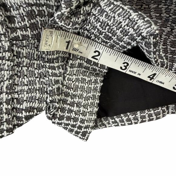 Express Tweed Shorts Women 6 Silver Metallic Black Pockets Cuffed Lined Party - Picture 8 of 11